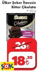 ÜLKER ŞEKER İLAVESİZ BİTTER ÇİKOLATA